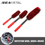 SEAMETAL Car Wheel Detailing Cleaning Brush Woolies Plush Car Rim Tire Wash Brushes Long Handle Bendable Auto Wheel Clean Tools