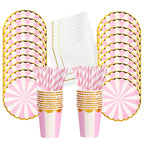 Light Pink Blue Baby Shower Girl Boy Guest Party Happy Birthday Disposable Tableware Set Paper Plate Cup Birthday Decoration