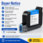2588 2588+ 2588M 42ML Quick Dry Ink Cartridge 12.7mm Print Height for Handheld Inkjet Printer Compatible Replacement