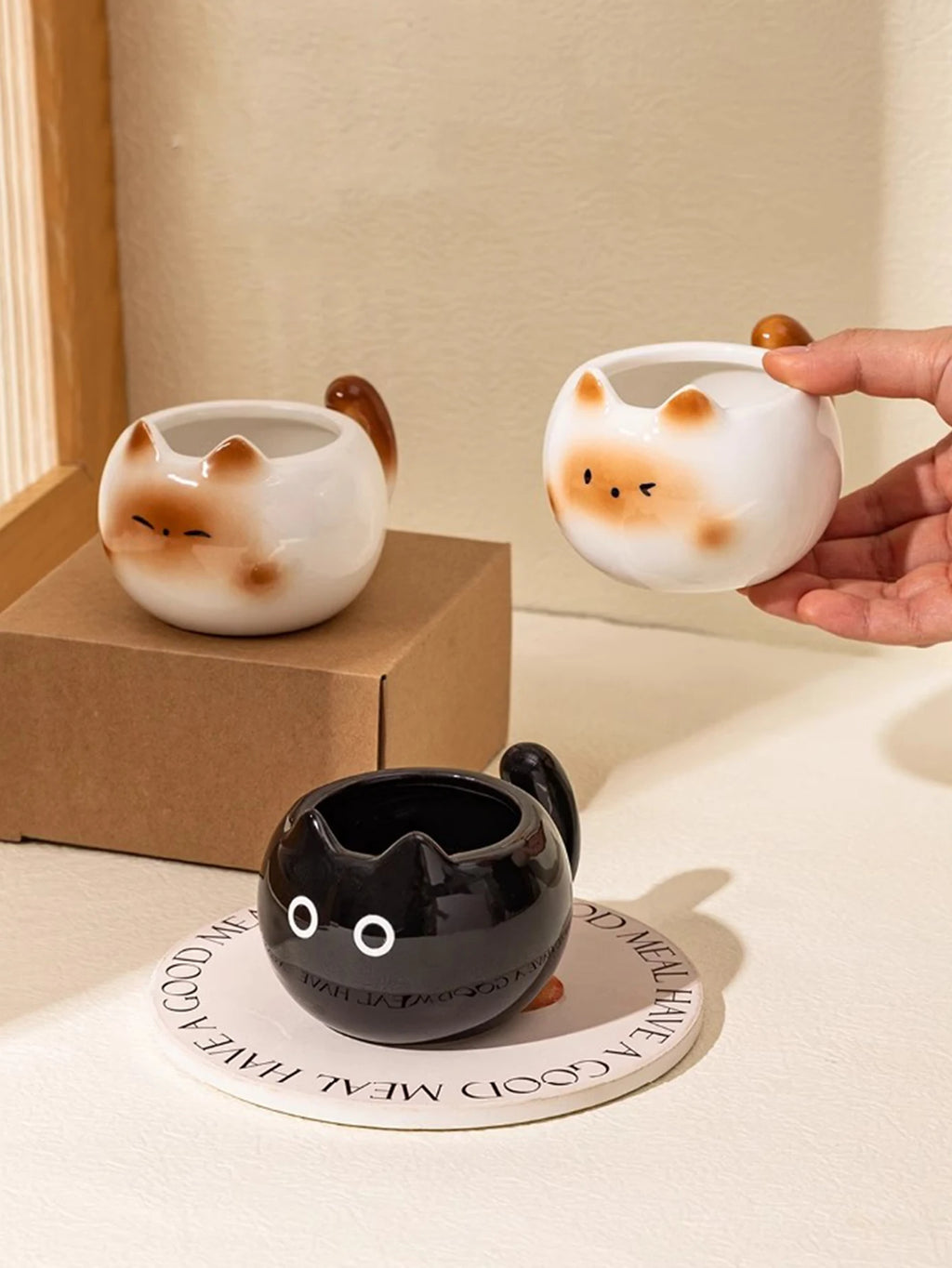1Pc Siamese Cat Coffee Cup, Creative Cute Kitten Mug, High-Quality Exquisite Cup, Suitable for Coffee Shop Latte Art, Office, Living Room, Home, Bedroom Drinking Cup, Afternoon Tea Flower Tea Black Tea Cup, Gift