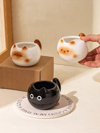 1Pc Siamese Cat Coffee Cup, Creative Cute Kitten Mug, High-Quality Exquisite Cup, Suitable for Coffee Shop Latte Art, Office, Living Room, Home, Bedroom Drinking Cup, Afternoon Tea Flower Tea Black Tea Cup, Gift