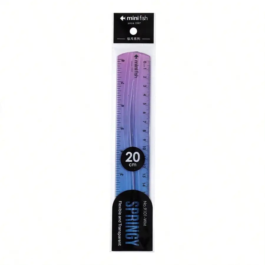 20cm/15cm Flexible Soft Ruler Gradient Rainbow Color Style Dual Unit Measurement in Cm and Inch  for Office Students School Use