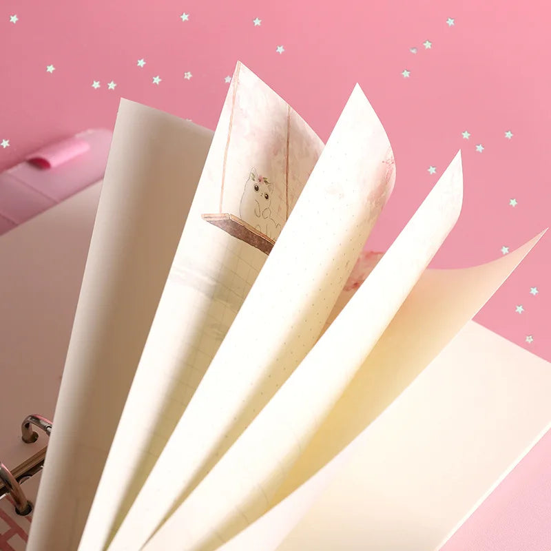 A6 80Sheet Cute Colorful Loose-leaf Replacement Line Grid Blank Point Paper Refill Inner Page Inner Page Inside Stationery