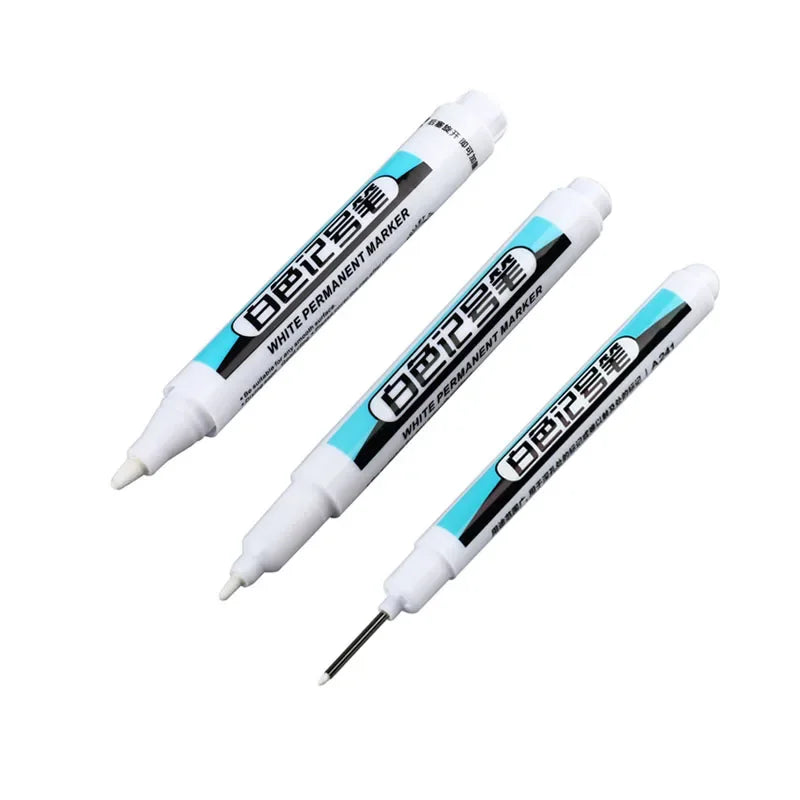 White Marker Pens 0.7/1.0/2.5mm Waterproof Oily Permanent Paint Pen Markers for Wood Rock Plastic Leather Glass Metal Ceramic