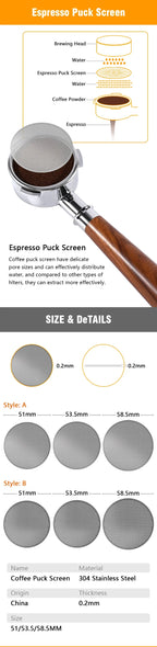 0.2mm Espresso Puck Screen 51/53/58.5mm Stainless Steel Coffee Filter Mesh For Portafilter Espresso Machine Barista Tool