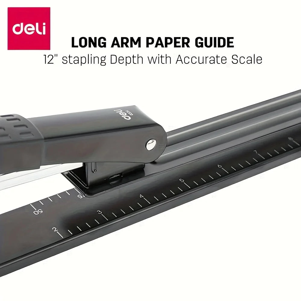 1 pcs Long Arm Manual Stapler Random Color, Ideal for Document Binding, Durable Design, Perfect for Daily Tasks