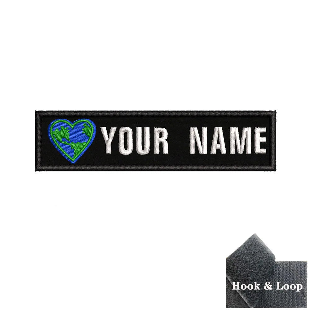 1PC 10cmX2.5cm Custom Name Patch Stripes Badge Iron On Or Hook Loop fire trophy radiation motorcycle blood drop love Pentagram