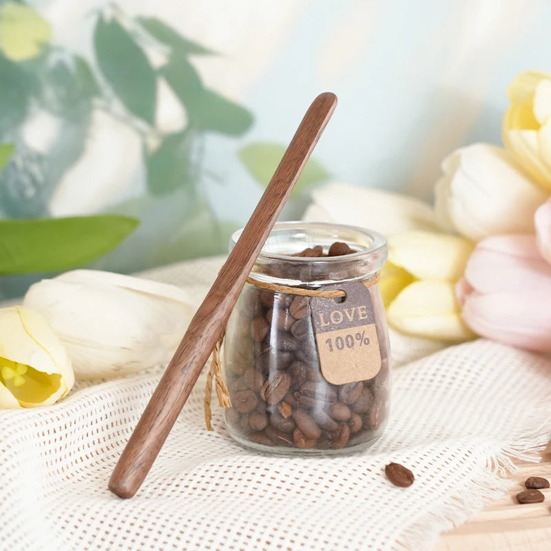3-piece natural walnut wood coffee stirrer set, reusable, kitchen beverage stirring spoon, butter spreader, coffee equipment set
