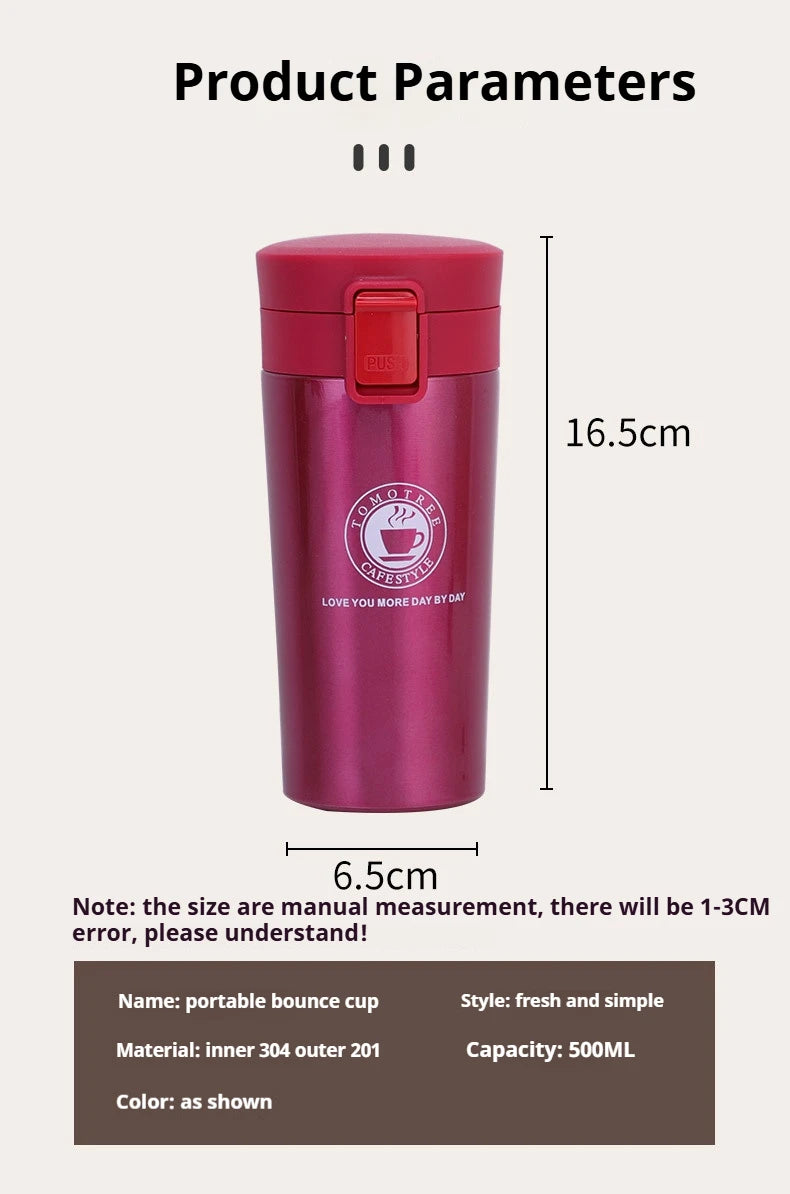 380/510ML Coffee Cup Stainless Steel Thermo Bottle Car Thermal Cup Outdoor Sports Vacuum Flask Keeps Cold and Heat Thermal Mug