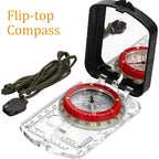 Survival Compass with Sighting Mirror, Adjustable Declination & Clinometer,  Multifunctional Gear for Outdoor Camping Hiking