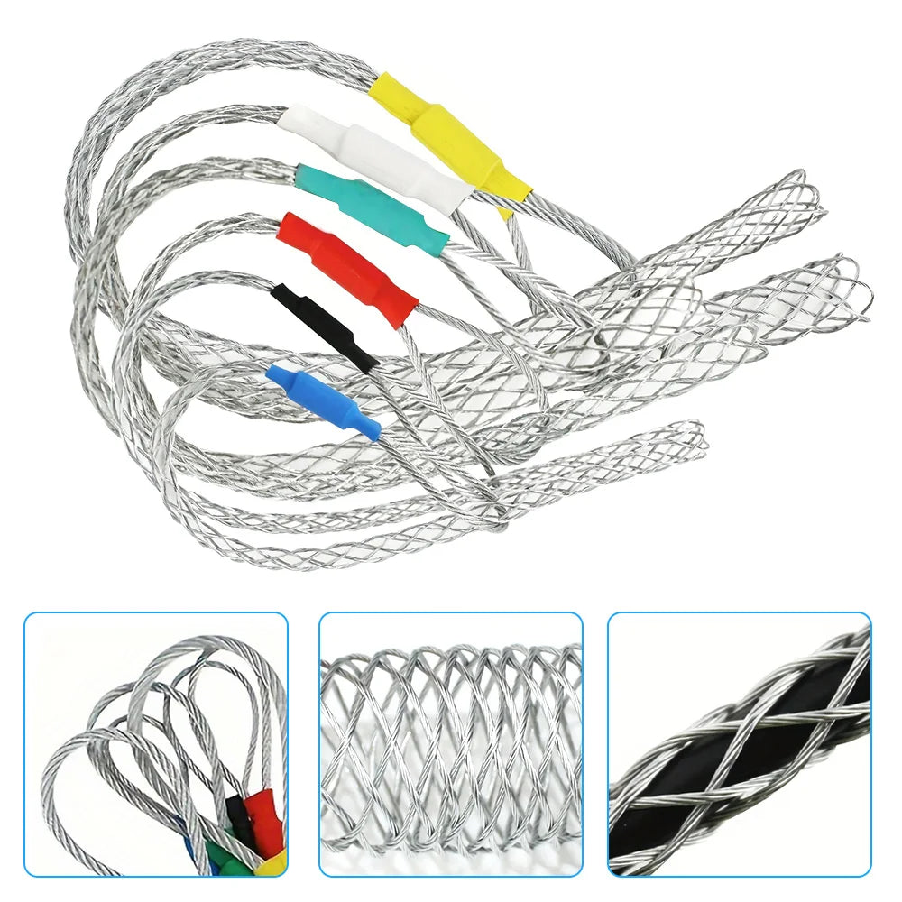 6 Colors Cable Puller Wire Grip Galvanizing Metal Cable Pulling Socks Mesh Puller Antislip Pipe Conduit Pull Net Cover 4-25mm