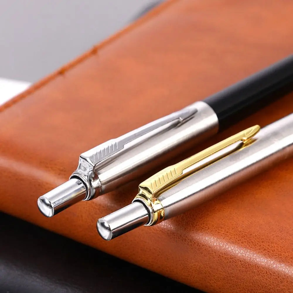 Metal Ballpoint Pen Press Tyle Business Fountain Pen with Blue/Black Ink Refill Students Gift Neutral Pen School Office Supplies