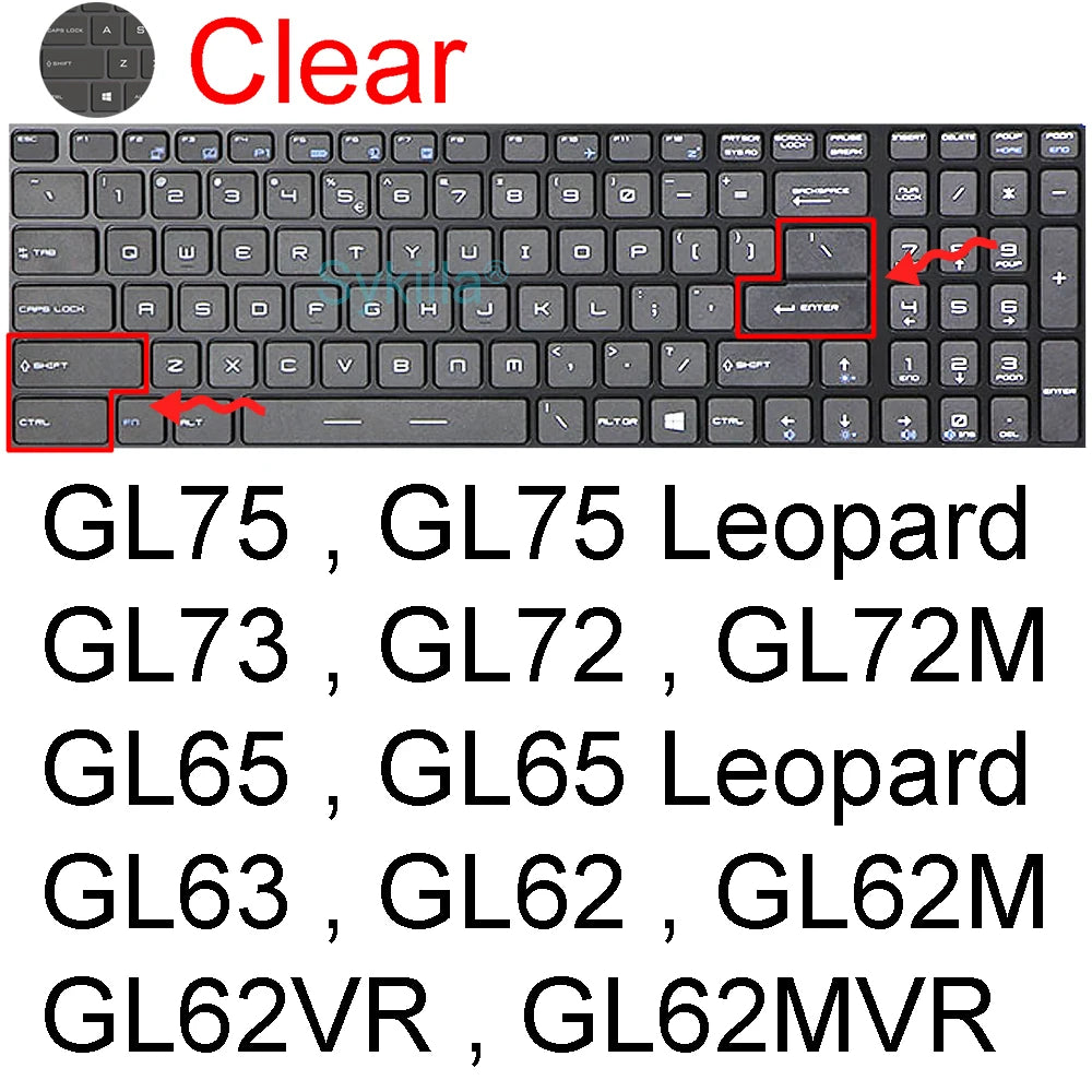 Keyboard Cover for MSI GF65 Thin GF63 GF75 Thin GF72 GF72VR GF62 GF62VR Silicone Protector Skin Case Gaming Laptop 15.6