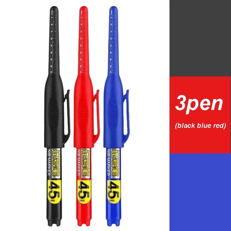 45mm Waterproof Long Head Nib Deep Hole Markers Pen Tile Carpenter Pen Multi-purpose for Woodworking Black/White/Red Ink