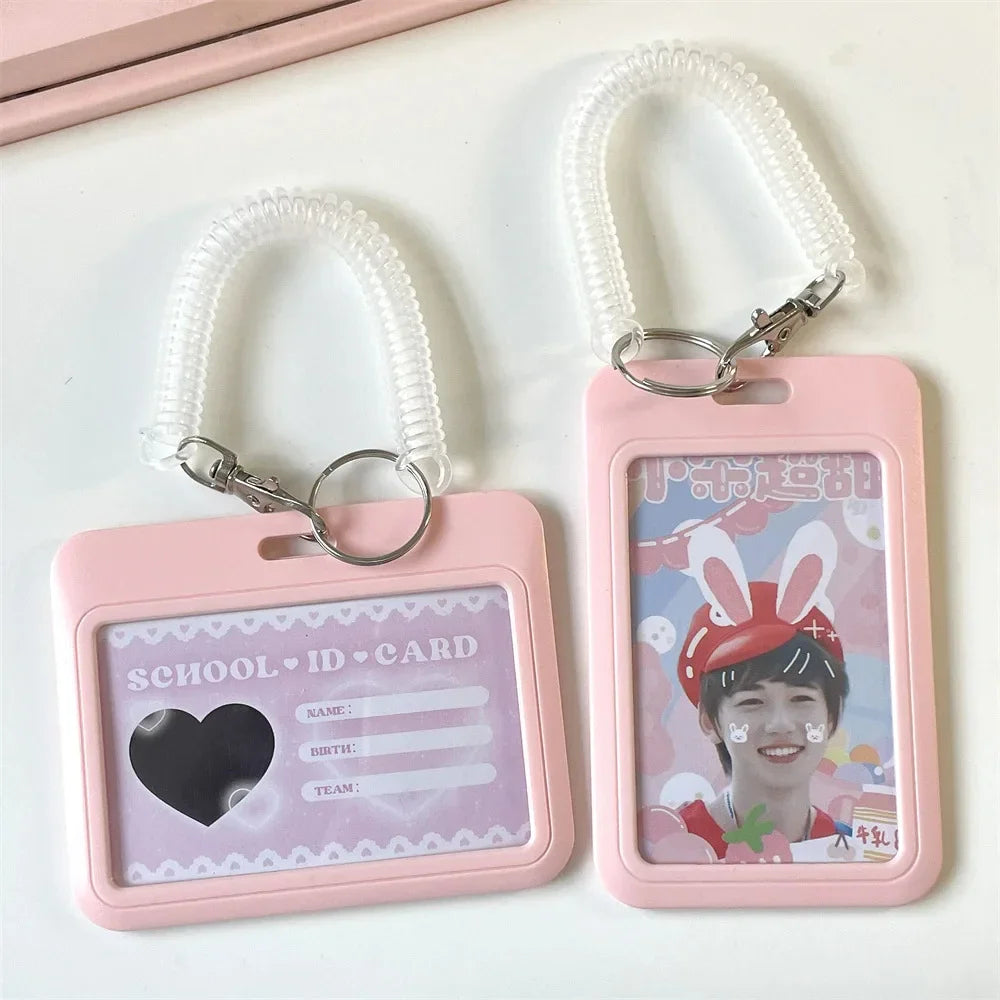 ABS Slide Kpop Photo Card Holder Anti-lost Keychain 3 Inch INS White Idol Protective Case Bag Bus Cards Sleeves Supplies