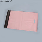 100x Custom LOGO Poly Mailing Bag Pink Mailers Envelopes Plastic Postal Bag Shipping Packages with Handle for Clothing Packaging