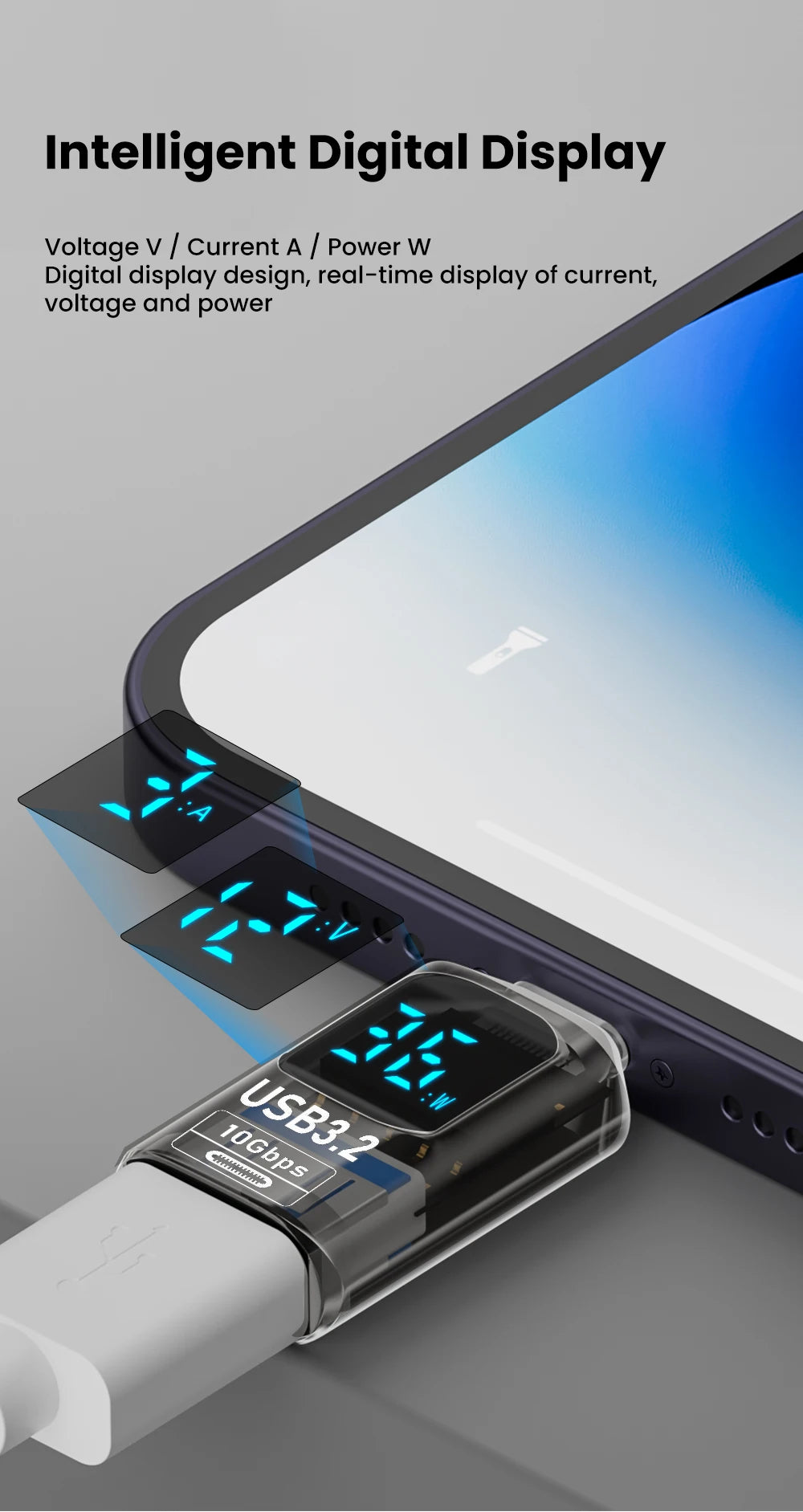 Digital Display USB3.2 Adapter USB A To Type C Adapter Data Transfer 60w Fast Charging USB C Converter For PC iphone15 Samsung