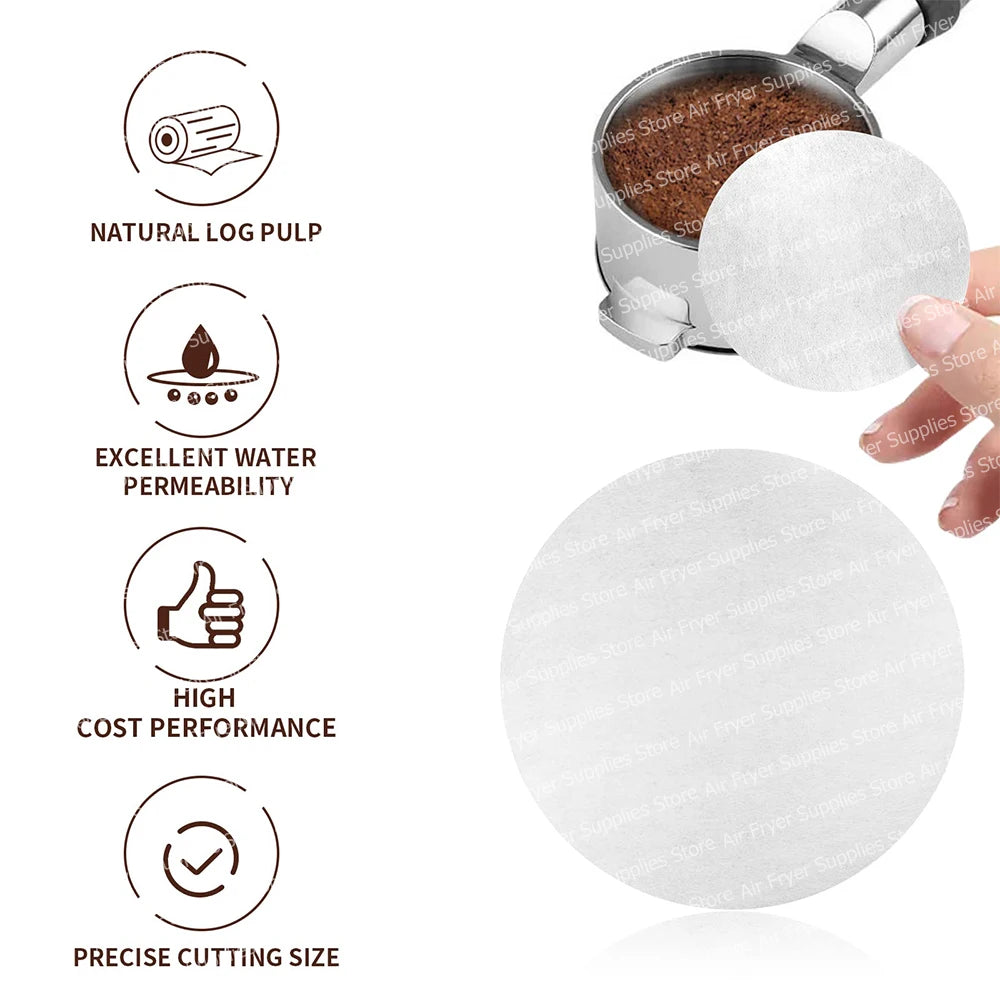 51/54/58/64mm Disposable Paper Filter for Espresso Coffee Maker Unbleached Replacement Coffee Filter Papers for Barista Tools