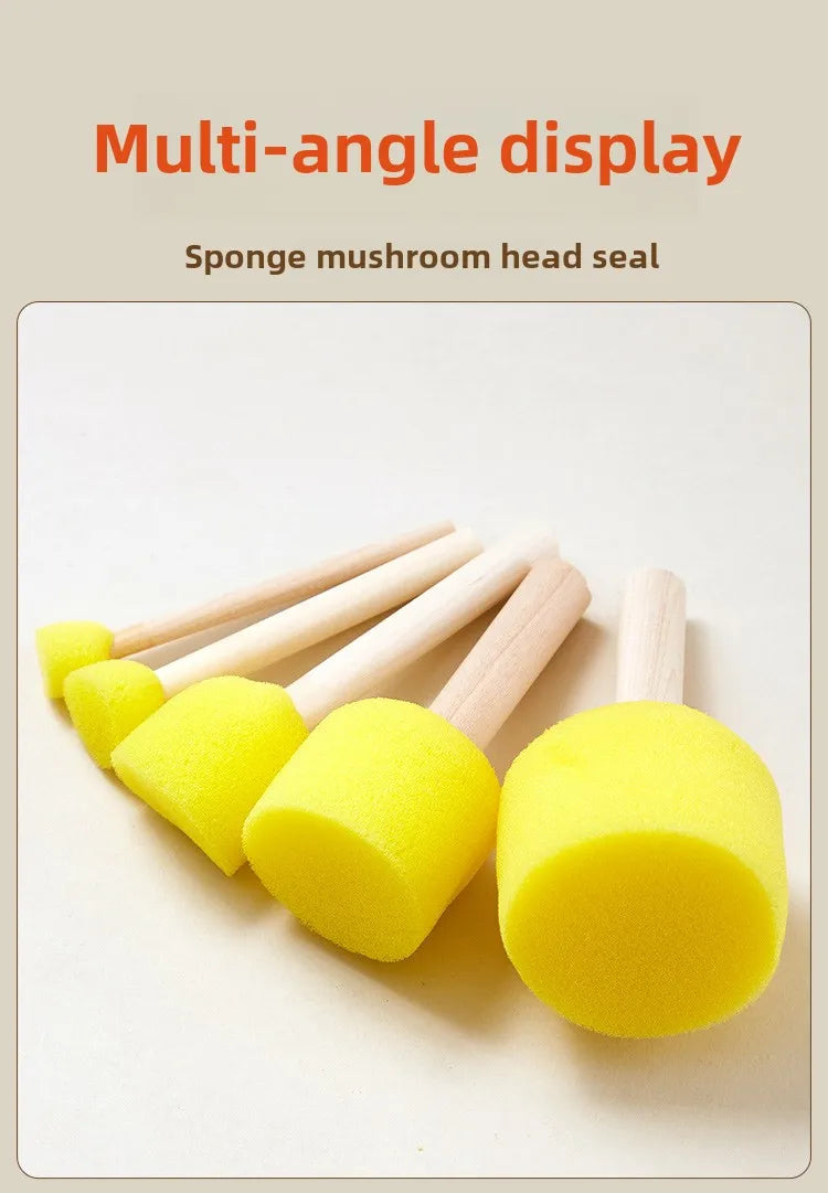 10 Pcs Set Wooden Handle Mushroom Head Sponge Brush Children DIY Painting Sponge Seal Set Paint Graffiti Create Unique Art Brush