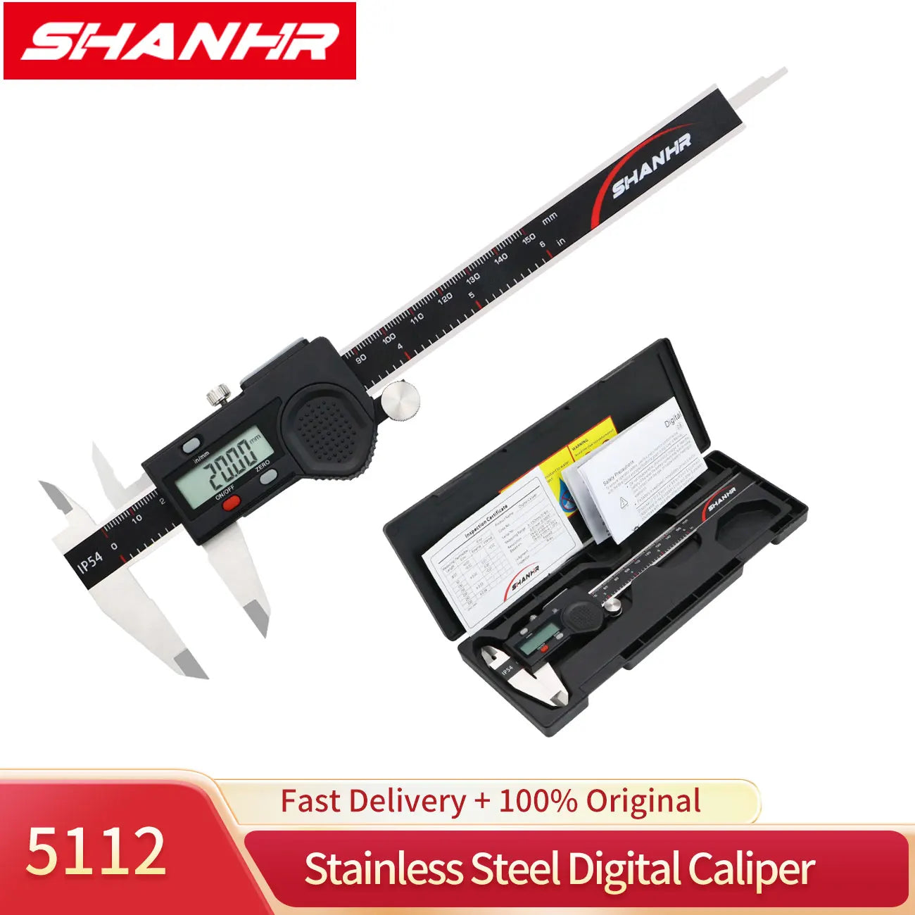 SHANHR Electronic Vernier Caliper 150mm Digital Vernier Calipers Micrometer Steel Vernier Caliper Messschieber Paquimetro 150 mm