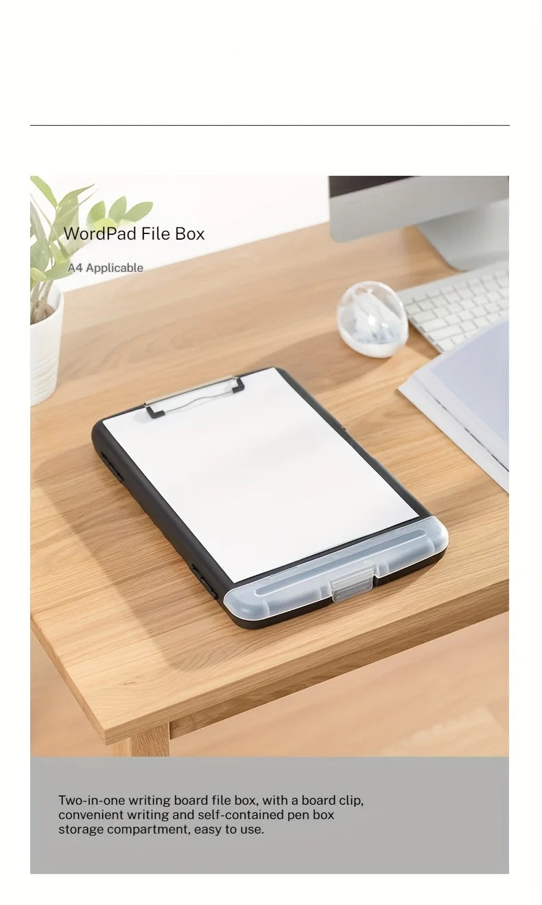 Large A4 Waterproof File Box with Pen Slot Desktop Plastic File Organizer Writing Board Storage