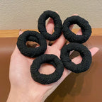 5pcs/Set Mixed Color Thick Hair Ties Soft Seamless Towel Scrunchies Women Girls Elastic No Damage Ponytail Holders Rubber Band