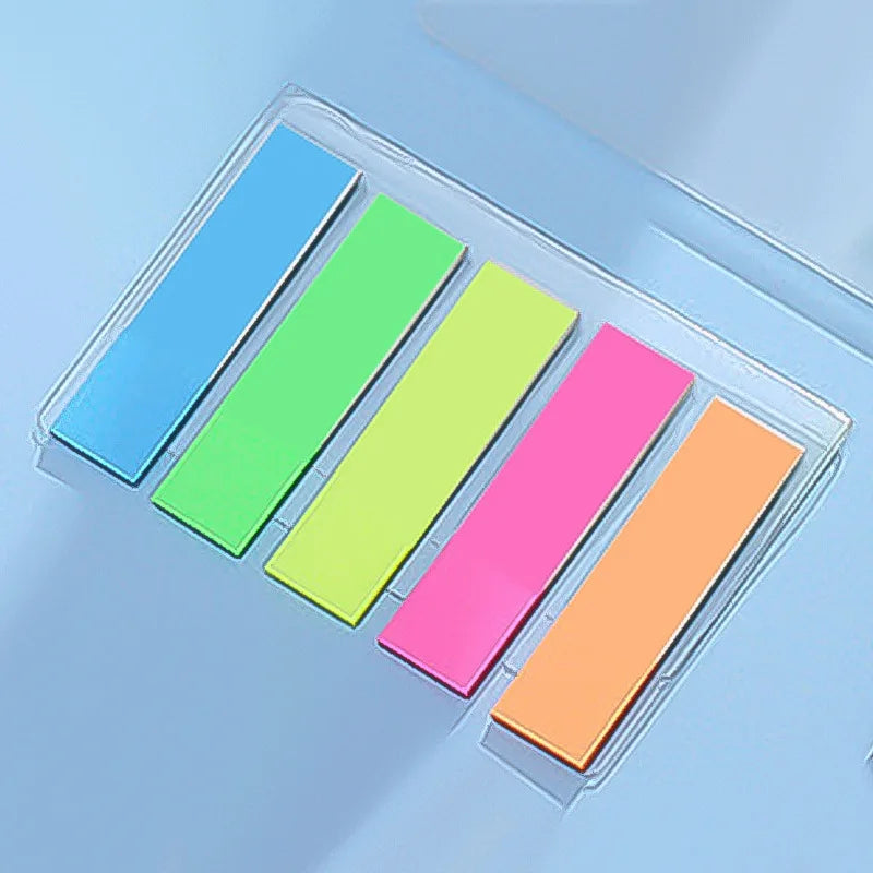 Color Fluorescence Sticky Notes Set Memo Pad Bookmarks Banners Transparent Sticky Notes School Office Stationery