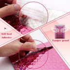Holographic Pink Bubble Mailers Self Seal Padded Envelopes Waterproof Shipping Bags for Small Business