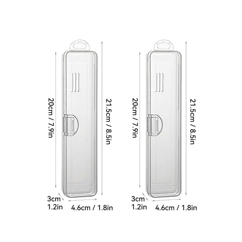 Portable Transparent Tableware Box Travel Flatware Storage Box With Flip Cover Dustproof Chopsticks Forks Spoon Cutlery Case
