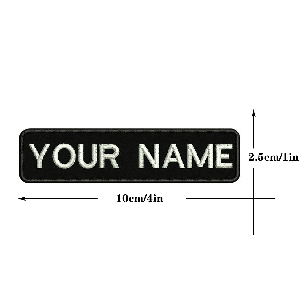 1PC 10cmX2.5cm Custom Personalized Name number Patch Stripes Badge tags chevrons Armband Iron On Or Hook Loop embroidered