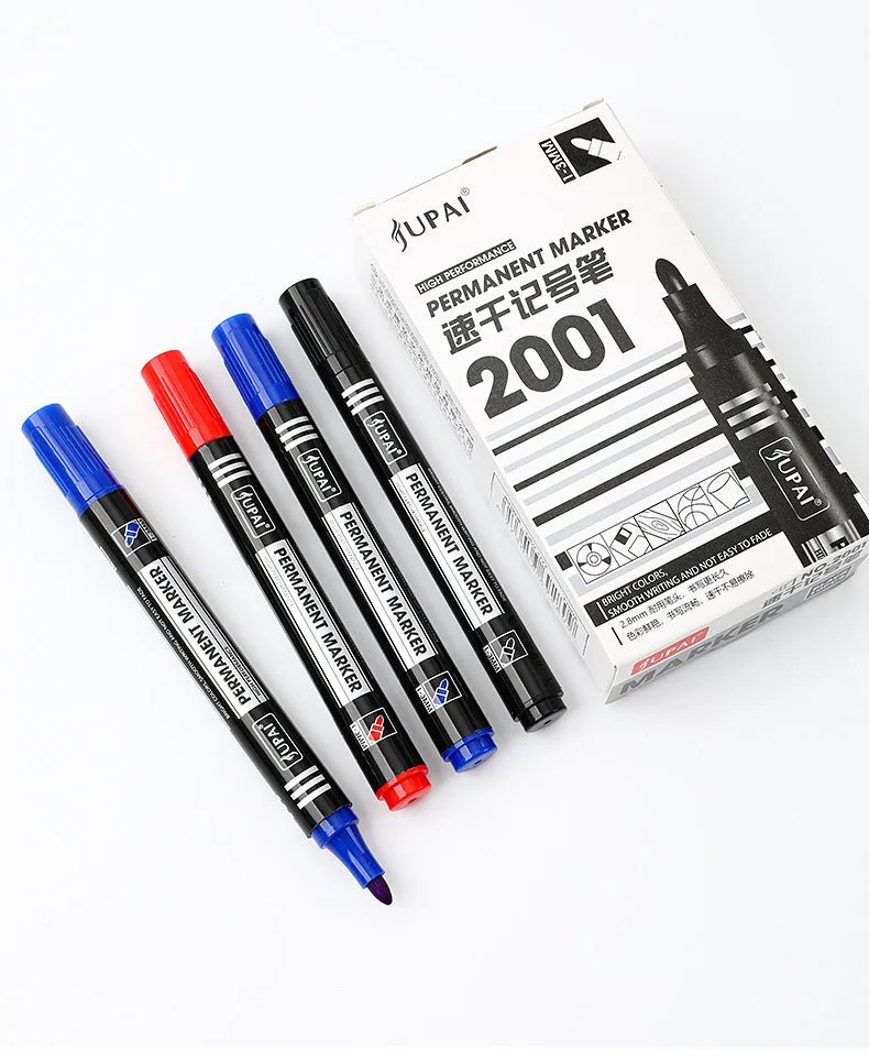 3/6Pcs/Set Permanent Marker Pen Fine Point Waterproof Ink Thin Nib Crude Nib Black Blue Red Ink 1.5mm Fine Color Marker Pens