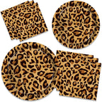 Jungle Safari Wild Animal Party Supplies Disposable Jungle Zoo Animal Print Paper Plates Napkins for Birthday Party Baby Shower