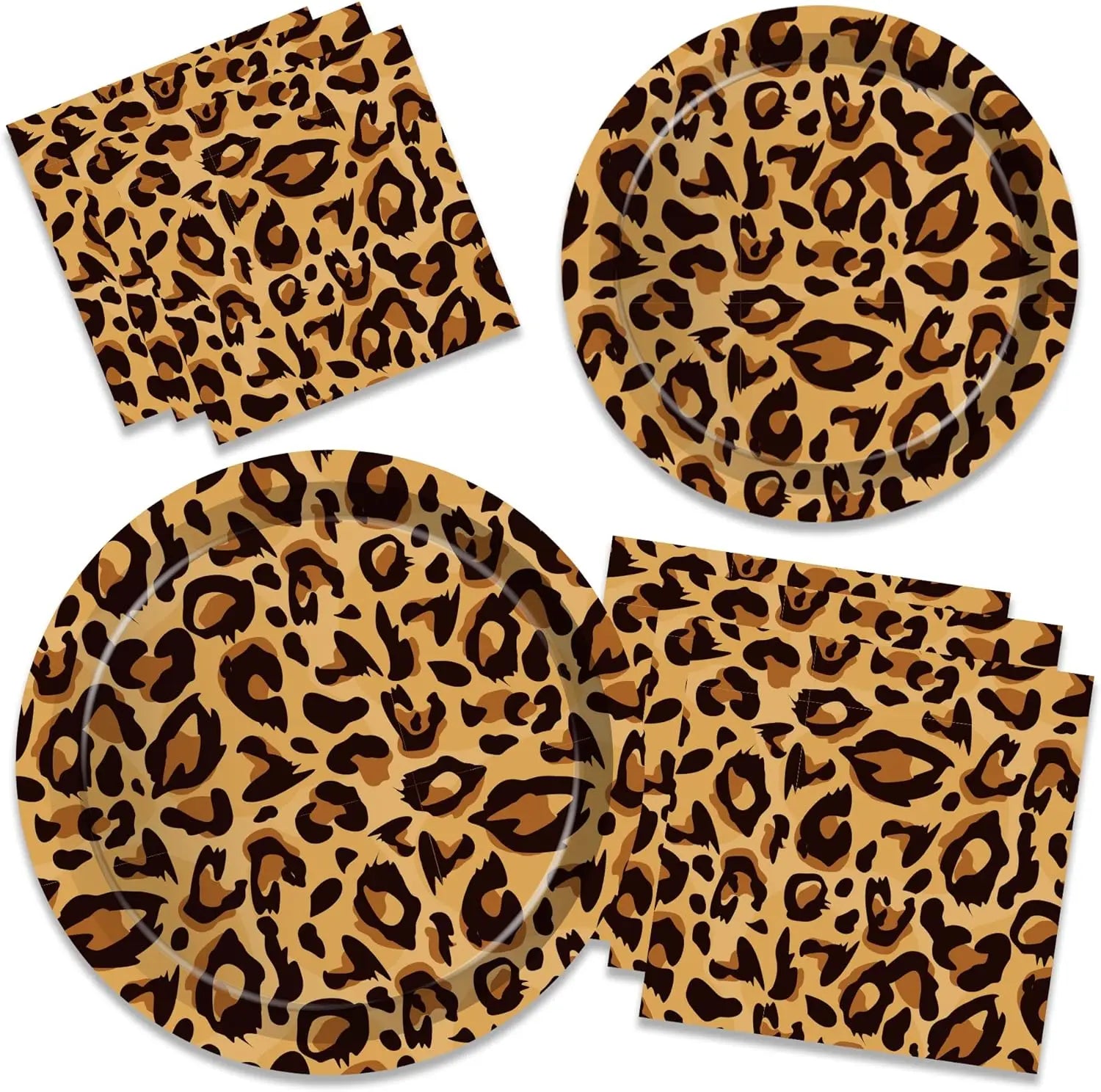 Jungle Safari Wild Animal Party Supplies Disposable Jungle Zoo Animal Print Paper Plates Napkins for Birthday Party Baby Shower