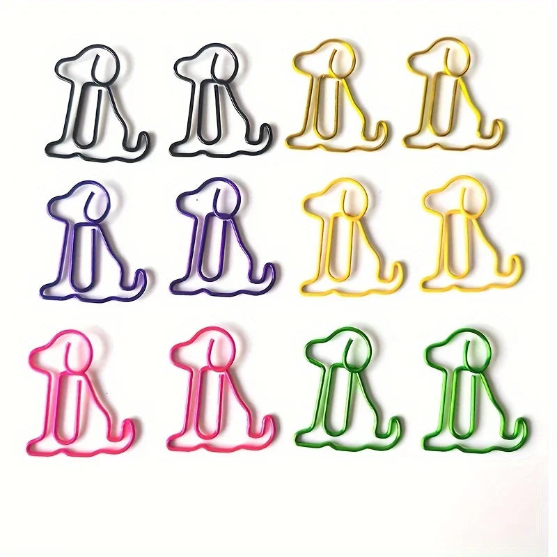20pcs Colorful Animal Paper Clips - Cute Sitting Dog Design, Iron Material, Perfect for Office Organization