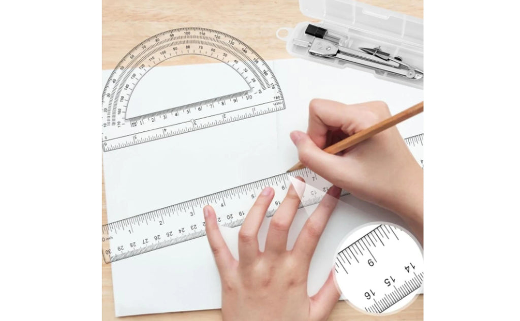 Geometry Tool Kit Transparent Geometry Set with Case Compass Set with Case Accurate Drawing Tool Kit Multi-Purpose for Students