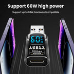 Digital Display USB3.2 Adapter USB A To Type C Adapter Data Transfer 60w Fast Charging USB C Converter For PC iphone15 Samsung