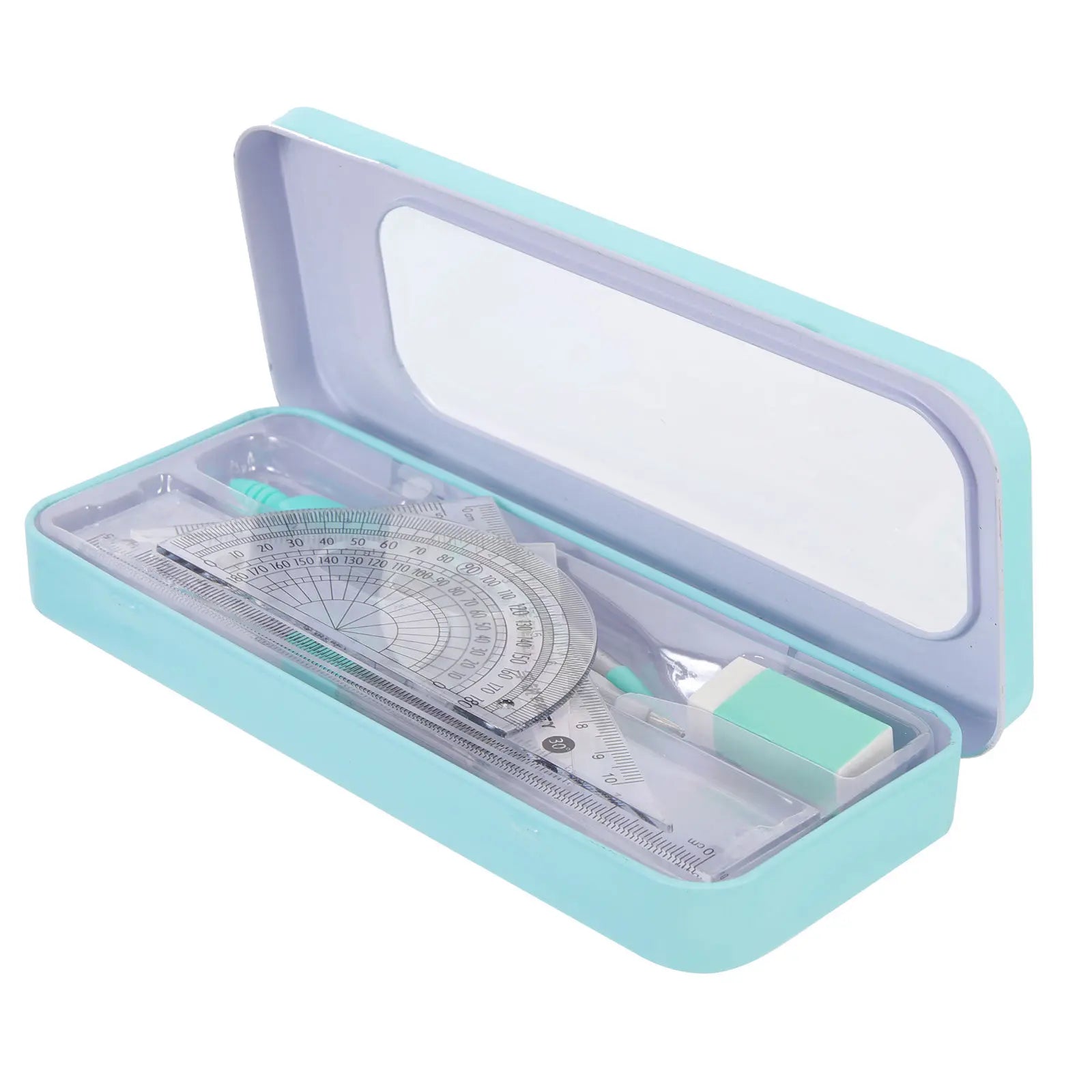 1Set Geometry Drawing Tool Kit Multifunctional Engineering Drawing Supplies for School Office Student Measure Compass Protractor