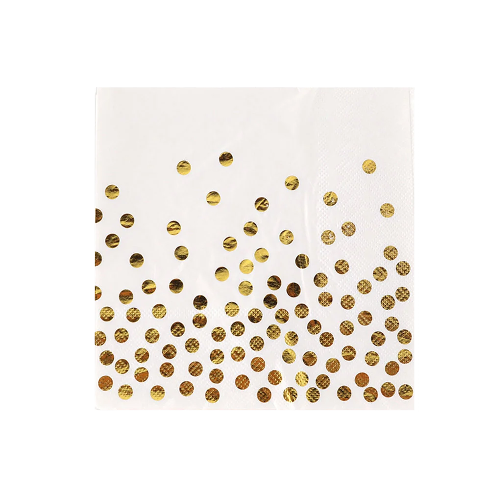White Gold Birthday Disposable Tableware Polka Dots Paper Plate Cup Napkin Tablecloth Wedding Birthday Party Decoration Supplies