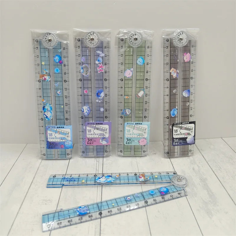 High Quality Folding Ruler Blue Ocean Serie Straight Edge Ruler Flexible and Portable Clearly Marked Scale for School&Office Use