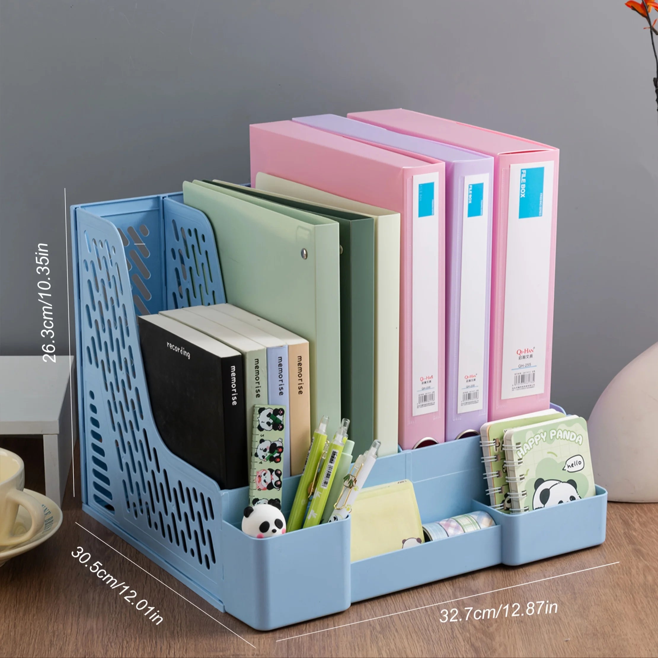 Multi-Layer A4 Document Holder Rack, PP Material Desk Organizer with Storage Box and Bookshelf for Office Supplies, File Rack