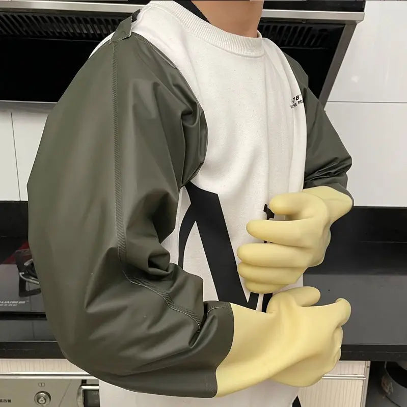 Acid and alkali resistant black lengthened anti-corrosion waterproof industrial latex thickened rubber gloves