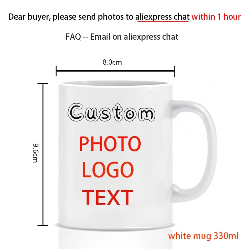 Personalised Your Photo Mug, Custom NAME IMAGE Cup, Customize Coffee Mugs, Tea Cups, Mothers' Day, Fathers' Day Wedding Gift