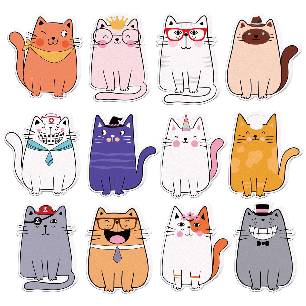 12/24pcs Cute Animals Sticky Notes Set, Refrigerator Memo Pads,Self-Stick Dog Cat Notes Pads for Home Office Gifts Supplies