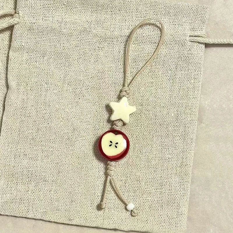 Cute Star Flower Mobile Phone Strap Kawaii Ceramic Beaded Mobile Phone Lanyard Bag Decoration Camera Pendant Fashion Keychain