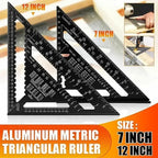 7''/12'' Square Measuring Tool Alloy Metal Triangle Ruler Protractor for Woodworking Carpenter