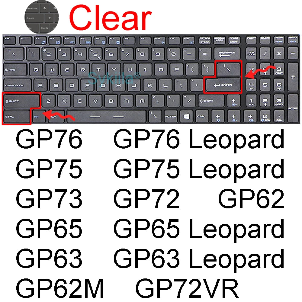 Keyboard Cover for MSI GF65 Thin GF63 GF75 Thin GF72 GF72VR GF62 GF62VR Silicone Protector Skin Case Gaming Laptop 15.6