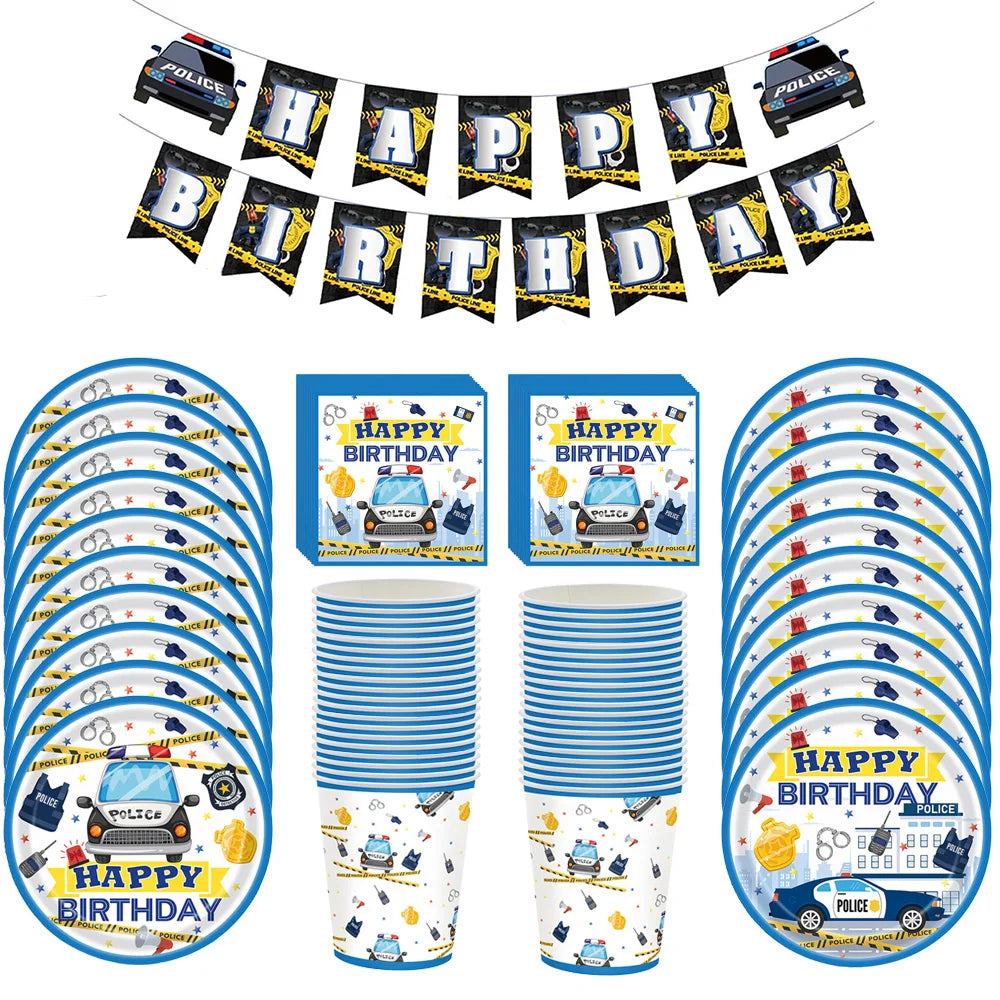 Police Party Plates Napkins Police Birthday Party Tableware Set Police Officer Car Party Decorations Favors Police Theme Party