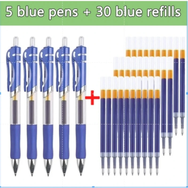 Press Gel Pen Signature pens Blue Black Red Refill Pen Bullet tip Gel Pen School office supplies art stationery