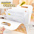 Vertical Accordion File Folder with Capybara Cartoon Print, Large Capacity for Test Papers, Student Tote Bag with Handle