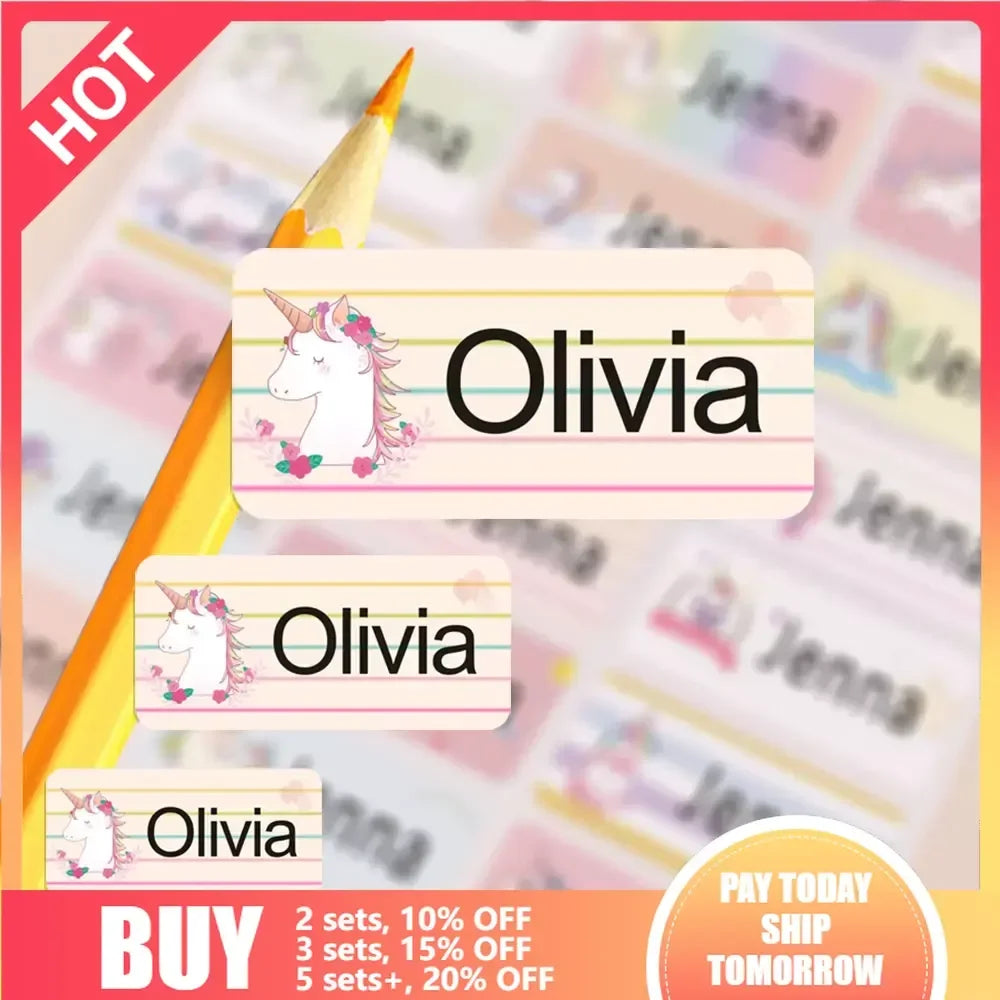 Multi Size Name Sticker Personlized First Name Waterproof Tag Custom Labels for Children Personal Scrapbook Kids School Label